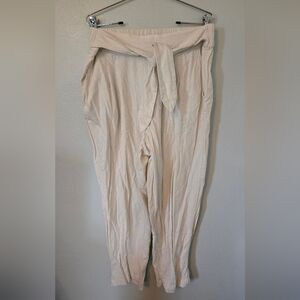 Who What Wear White Linen Blend Pants Tie Waist Size XL
